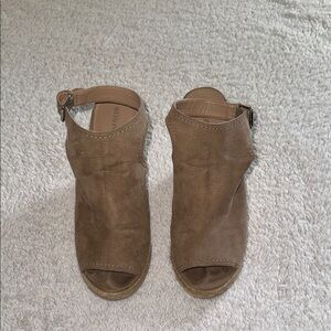 👡 Women’s Merona Peep Toe Espadrille Wedges – Taupe, Size 10